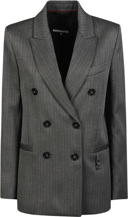 Patrizia Pepe Dubbele Rij Jas - Dames - Blazers - Grijs - S - Jassen
