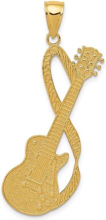 Diamond2Deal 14k Yellow Gold Large Electric Guitar with Strap Textured Pendant