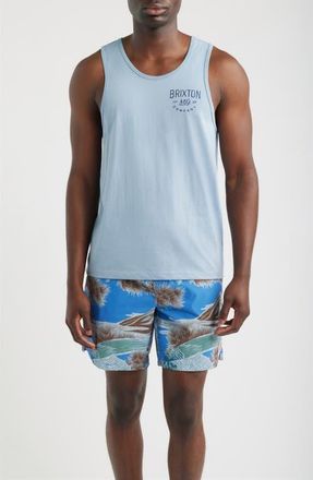 Brixton Fremont Logo Tank Top in Dusty Blue at Nordstrom, Size Xx-Large