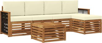 vidaXL Conjunto De Sof&aacute;s De Exterior 6 Uds. Natural Y Crema Vidaxl