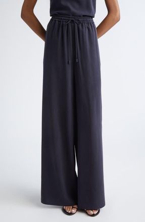 Max Mara Genero High Waist Wide Leg Silk Pants in Ultramarine at Nordstrom, Size 12