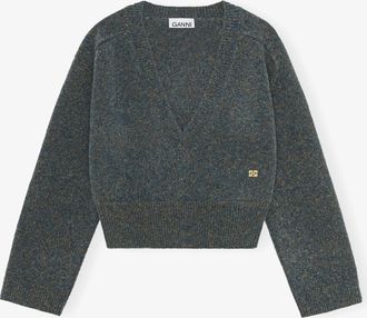 Ganni Blue Coral Jumper in Brushed Mohair - Size XXS Wool