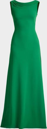 Tadashi Shoji Draped Two-Tone Crepe Gown