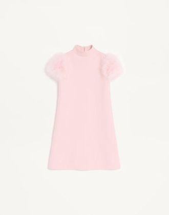 Valentino Short Crepe Couture Dress with Feathers Wo