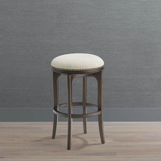 Frontgate Nolan Backless Bar & Counter Stool - 26 Counter Height, Distressed White Counter Stool, Distressed White/Stone Leather Counter Stool, Individual - Fr