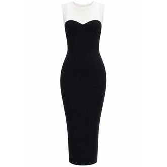Elisabetta Franchi Vestido Midi de Contraste - Dresses - Mujer - Negro - XL