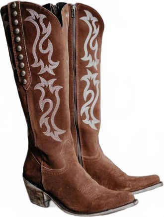 Liberty Black Womens Regular Calf Suede Boot In Chocolate