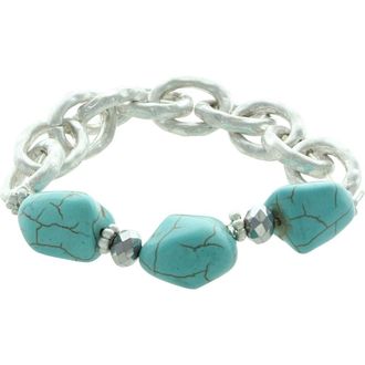 Olivia Welles Stretch Link Bracelet with Resin Beads in Worn Silver at Nordstrom Rack