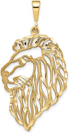 Diamond2Deal 10k Yellow Gold Solid Diamond-cut Lions Head Charm