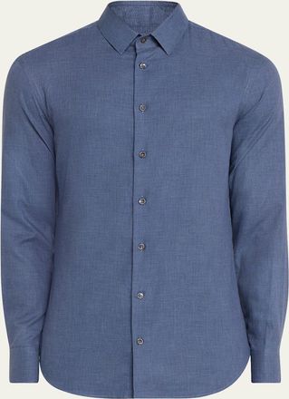 Giorgio Armani Mens Micro-Houndstooth Sport Shirt