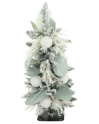 Creative Displays Inc. Handcrafted Flocked Holiday Tree With Glistening Magnolia Leaves & Ornaments