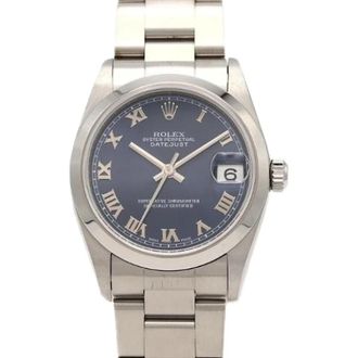 Rolex Pre-owned Datejust Roestvrij stalen horloge - Dames - Vintage Horloges - Blauw - ONE Size - Vintage