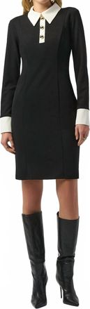 Joseph Ribkoff Scuba Crepe Colour Block Shift Dress In Black/vanilla