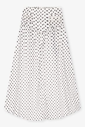 Ganni Polka-dot Double Satin Long Pocket Skirt - Size 10/12 White