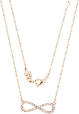 Suzy Levian Pavé Simulated Diamond Infinity Pendant Necklace in Rose at Nordstrom Rack, Size 18