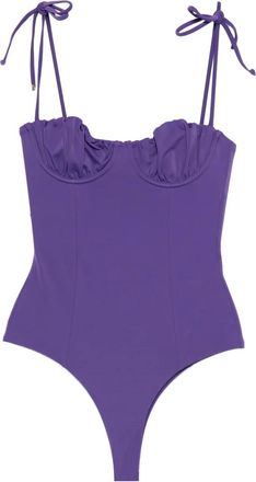 The Attico ruched-detailing tie-strap swimsuit - Purple