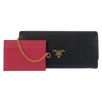 Prada Pre-owned Wallets, female, Black, Size: ONE SIZE Pre-owned Saffiano Leather Long Wallet