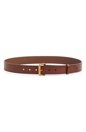 Saint Laurent Moto Calfskin Leather Belt in Dark Brown Chocolate at Nordstrom, Size 100