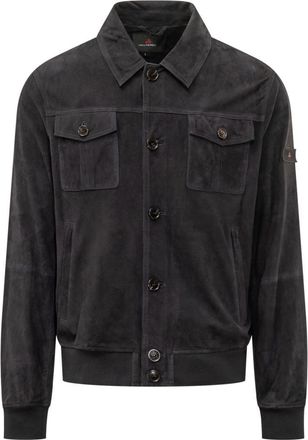 Peuterey Dark Blue Solid Shirt Collar Jacket