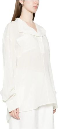 Toteme Oversized overhemd met knopen - Dames - Blouses - Wit - L - Katoen - Overhemden