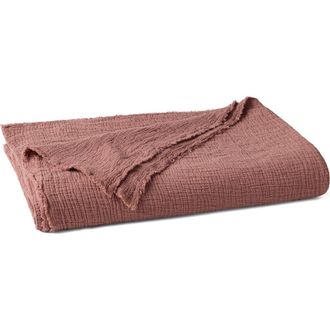 Coyuchi Topanga Organic Cotton Matelass&eacute; Blanket in Plum Blossom at Nordstrom, Size Full