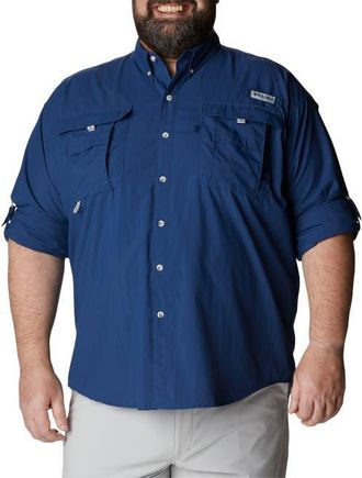 Columbia Big & Tall PFG Bahama II Long-Sleeve Sport Shirt in Carbon at Nordstrom, Size 4X Big