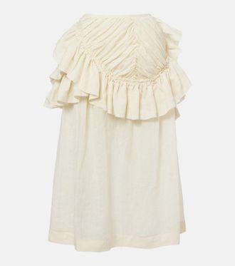 Dries Van Noten Ruffled ramie midi skirt