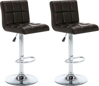 vidaXL Taburetes de cocina 2 unidades cuero sintético marrón Vidaxl