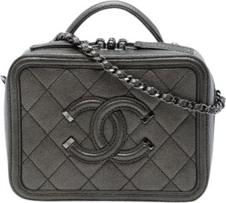 Chanel Pre-owned Filigree Vanity Case - Dames - Vintage Schoudertas - Grijs - ONE Size - Leer - Vintage