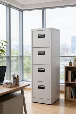 Living and Home 4-Drawer Vertical File Cabinet with Interlock in White