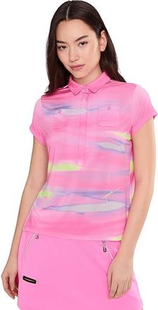 Jamie Sadock Painted Sunset Crossover V-Neck Cap Sleeve Womens Clothing Pink : XL, Polyester/Spandex
