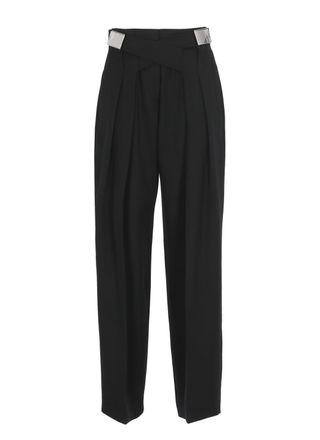 The Attico Black Virgin Wool Belted Palazzo Pants