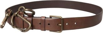Dolce & Gabbana Bruin Leren Riem met Metalen Gesp - Heren - Riemen - Bruin - ONE Size - Leer - Accessoires