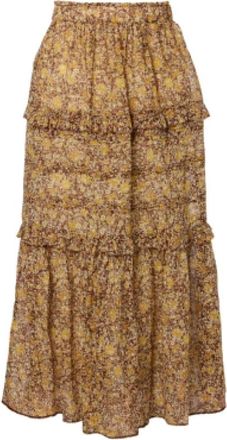Isabel Marant Volomia Maxi Rok - Dames - Maxi Rokken - Bruin - M - Katoen - Rokken