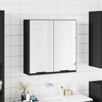 vidaXL Armadietto Specchio da Bagno Nero 64x20x67 cm Legno Multistrato - Vidaxl