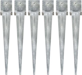 vidaXL Montones De Entierro De 6 Pcs 14x14x91 Cm De Acero Galvanizado De Plata