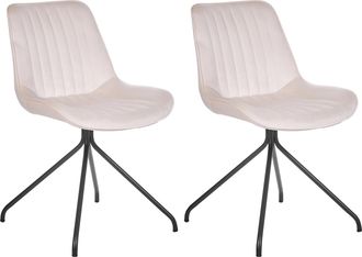 Beliani Beliani - Conjunto De 2 Sillas De Terciopelo Beige Acolchado Sin Reposabrazos Navasota