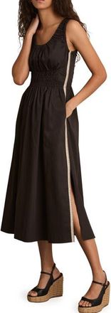 Reiss Anouk Side Stripe Smock Waist Cotton Dress in Brown at Nordstrom, Size 2 Us