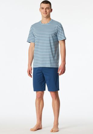 Schiesser Shorty SCHIESSER Casual Nightwear, Damen, Gr. 48, 838, blau, Single Jersey, Obermaterial: 100% Baumwolle, bequem kurz, Rundhals, Homewear-Sets Shorty,