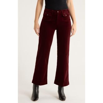 Paige Leenah Patch Pocket Ankle Wide Leg Corduroy Pants in Dark Oxblood at Nordstrom, Size 32
