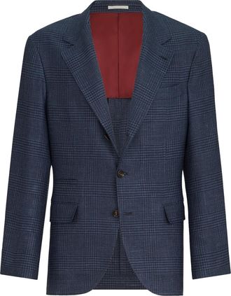 Brunello Cucinelli Prince of Wales deconstructed blazer in Denim at Nordstrom, Size 58 It