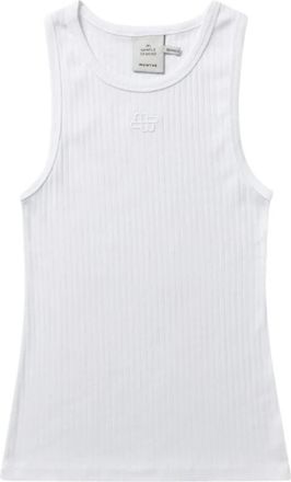 Munthe Katoenen Tanktop met Embleem - Dames - Tops zonder mouwen - Wit - XL - Katoen - Tops