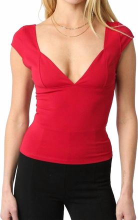 Olivaceous Mollie Y2K Slim Fit Stretch Cotton Top In Red