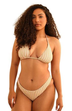 Dippin' Daisy's Swimwear Palm Tie Back Triangle Bikini Top in Nostalgia Stripe at Nordstrom, Size Small