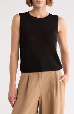 Max Studio Pointelle Sweater Tank in Black at Nordstrom Rack, Size X-Large