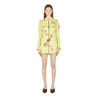 Rave Review Shirt Dresses, female, Yellow, Size: L Embla Flower Mini Dress