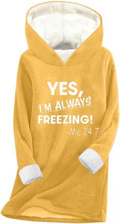 Generic Fleece Lined Sweatshirts Fuzzy Fluffy Longline Sherpa Hoodie, Yes Im Always Freezing! Me 24:7, Ladies Casual Thermal Oversized Jumpers, Winter Warm Bl