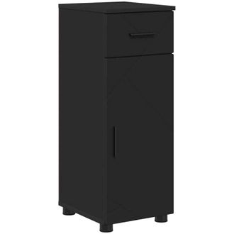 vidaXL Gabinete De Ba&ntilde;o Con Caj&oacute;n Con Puerta Negro 30 X 35 X 80 Cm Vidaxl