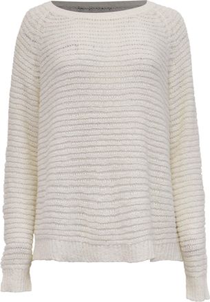 Theory Open Knit Sweater in White Cotton