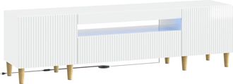 vidaXL Mueble De Tv Led Blanco Brillante Madera De Ingenier&iacute;a Vidaxl